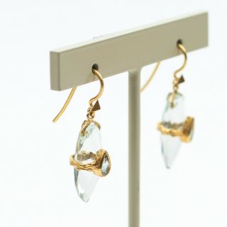 Cathy Waterman 22k gold branch faceted aquamarine and quartz drop earrings 2
