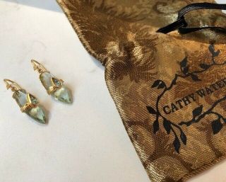 Cathy Waterman 22k gold branch faceted aquamarine and quartz drop earrings 5