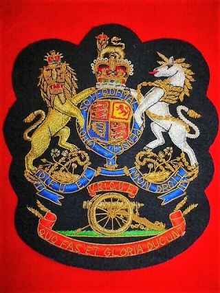 Royal Artillery R.  S.  M.  (w.  O.  1st Class) Bullion Wire Padded Qc Large Rank Patch