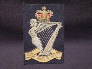 Royal Irish Rangers Vf Post - Wwii Gold & Silver Bullion Blazer Crest