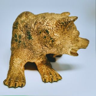 19th Century Antique Russian Gilded Bronze Bear and Cub Statue 4