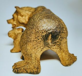 19th Century Antique Russian Gilded Bronze Bear and Cub Statue 5
