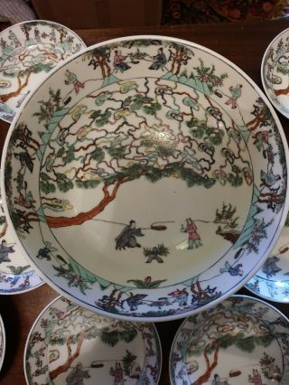 Japanese A C F Porcelain Large Bowl And Ten Low Dishes