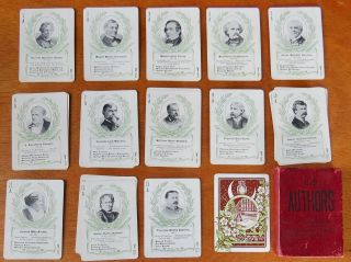 ©1897 Cincinnati Game Co.  - Game Of Authors - Complete (52 Different Authors)
