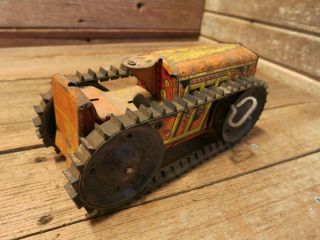 Vintage Marx Tin Wind - Up Caterpillar Tractor Crawler