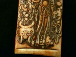 WOW Pure Chinese Bone Hand Carved Wealth God Pendant C107 3