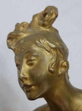 Antique Joseph Gustave Cheret Dore Bronze 11x6x12 Woman French Sculpture 6