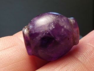 ANCIENT PYU PURPLE AMETHYST COLLAR SHAPE BEAD ROBUST 28.  6 BY 16 BY 14 MM TOPS 6