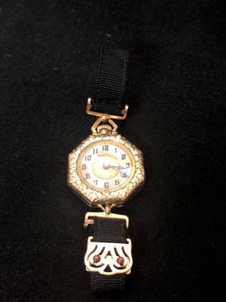 Vtg Antique Bulova 14k Gf Pocket Wrist Watch 15j Lady Maxim Silk Band Chain Work