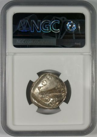 Ancient Attica Athens 440 - 404 BC Athena Owl Tetradrachm Silver Coin NGC CH AU 4