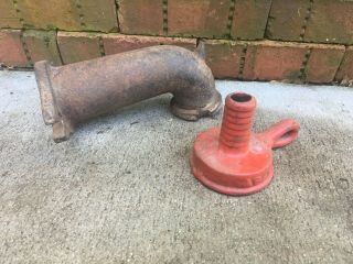 Antique Cast Iron Water Pump Flange Spout & Hose Adapter Farm Well Spigot Tool
