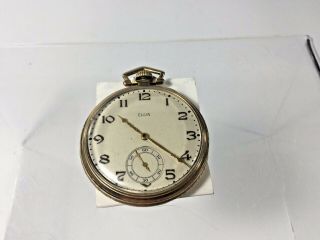 Antique,  Elgin,  15J,  10K gold filled,  Ornate Open Face Pocket Watch,  Parts Only 2