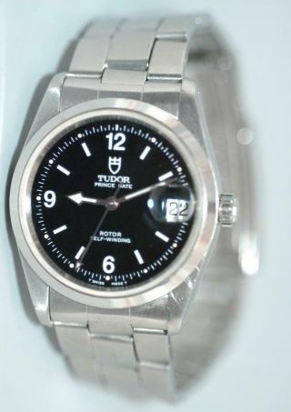 Rolex Tudor Prince Date 34mm Watch Ref.  74000n - Black Dial W Ranger Hands Ex,