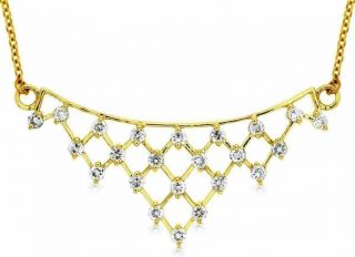 Estate.  53ct Diamond 14kt Yellow Gold 3d Triangular V Shape Etoile Love Necklace