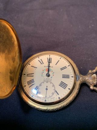 VTG RODANIA BICENTENNIAL INCABLOC SWISS POCKET WATCH Liberty Bell & Eagle RUNS 2