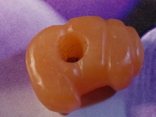 Ancient Pre - Columbian Tairona Red Agate Grub Gusano Rare Bead 17 By 12 By 6.  6 Mm