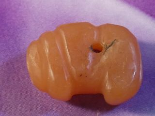 ANCIENT PRE - COLUMBIAN TAIRONA RED AGATE GRUB GUSANO RARE BEAD 17 BY 12 BY 6.  6 MM 2
