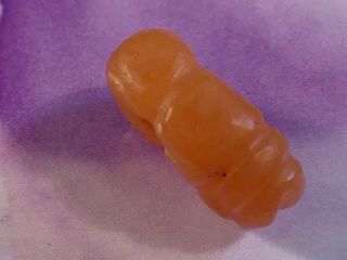 ANCIENT PRE - COLUMBIAN TAIRONA RED AGATE GRUB GUSANO RARE BEAD 17 BY 12 BY 6.  6 MM 3