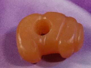 ANCIENT PRE - COLUMBIAN TAIRONA RED AGATE GRUB GUSANO RARE BEAD 17 BY 12 BY 6.  6 MM 4