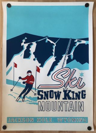 Vintage Poster Ski Snow King Mountain Jackson Hole Wyoming Travel Rare