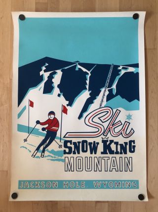 Vintage Poster SKI SNOW KING MOUNTAIN JACKSON HOLE Wyoming Travel Rare 4