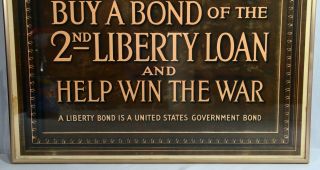 ANTIQUE WWI WAR BOND LIBERTY LOAN POSTER PRESIDENT WILSON FRAMED 20x30 6