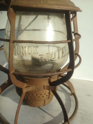 Antique The Adams RR Railroad Lantern St Louis Railway Frame Clear Monon Route 2