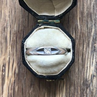Vintage Platinum Princess Cut Diamond Solitaire Ring