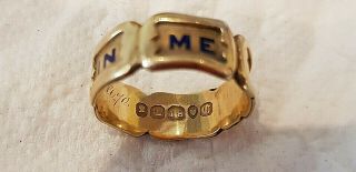 Antique 18ct Gold & Enamel Memento Mori Mourning Ring & Inscription 1838