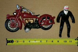 Vintage Cast Iron Toy Motorcycle W/ Separate Rider - Collectible