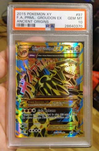 Pokemon Psa 10 Gem Primal Groudon Ex Full Art Holo Ancient Origins Xy Card