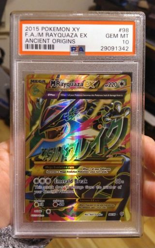 Pokemon Psa 10 Gem Mega Rayquaza Ex Full Art Holo Ancient Origins Xy Card