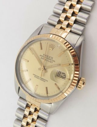 . Vintage 1986 Rolex Datejust Mens Steel & Gold Wrist 16013 Watch Box,  Serviced