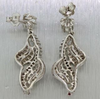 1930s Antique Art Deco 14k White Gold 1.  50ctw Diamond Drop Earrings 3