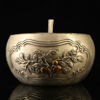 China Copper - Plating Silver Hand - Made Gold Drawing Pumpkin Incense Burner F01a