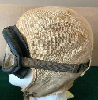 Rare Vintage WW2 Leather Aviators Flight Pilot Bomber Helmet & Goggles Historic 7