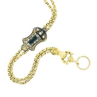Antique Edwardian 18k Gold 52 " Muff Or Pocket Watch Chain Diamond Slide Pendant