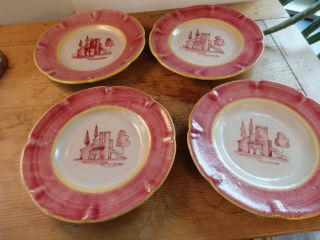4 Vintage Vietri I.  C.  S.  Style Italian Plates.  Pottery.  Ics.  Amalfi.  Hand Made.  Plate