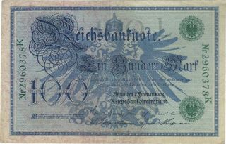 1908 100 Mark Germany Reichsbanknote Currency Note Old German Banknote Bill Cash