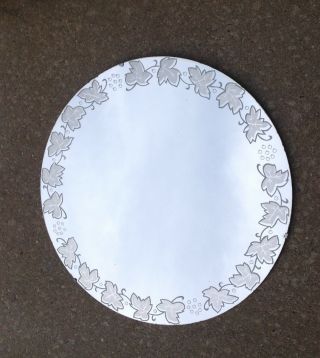 Vintage Round Art Deco Wall Mirror Etched Leaves