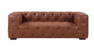 Modern Leather Sofa Mid Century Tufted Lounge Couch Chesterfield | Antique Look 10