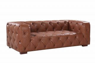Modern Leather Sofa Mid Century Tufted Lounge Couch Chesterfield | Antique Look 12