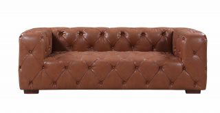 Modern Leather Sofa Mid Century Tufted Lounge Couch Chesterfield | Antique Look 2