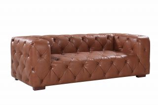 Modern Leather Sofa Mid Century Tufted Lounge Couch Chesterfield | Antique Look 4