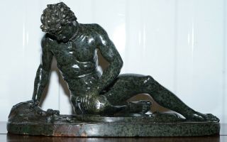 Rare Grand Tour Large Sized 19th Century Green Marble Statue Of The Dying Gaul