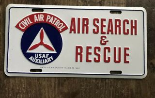 Air Search & Rescue Usaf Auxiliary License Plate Civil Air Patrol St.  College,  Pa