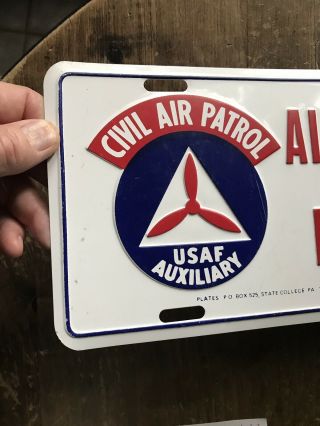 Air Search & Rescue USAF Auxiliary License Plate Civil Air Patrol St.  College,  Pa 2