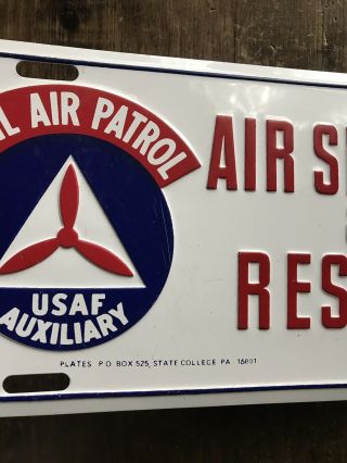Air Search & Rescue USAF Auxiliary License Plate Civil Air Patrol St.  College,  Pa 4