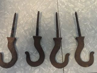 4 Antique Fancy Design Cast Iron Screw In Type Ceiling Light Hook Or Plant Hook