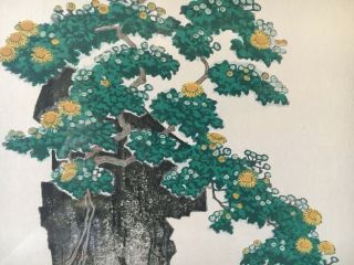 Nisaburo Ito Potted Chrysanthemum Japanese Woodblock Print Framed 6